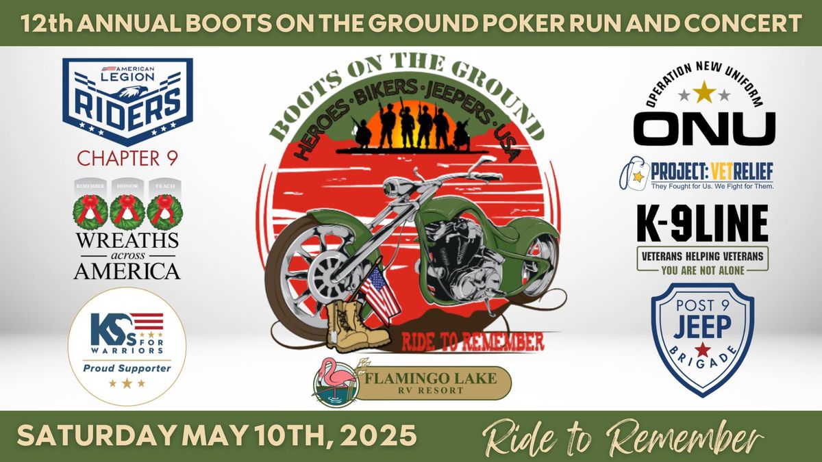 12th Annual BOOTS on the GROUND Poker Run and Concert