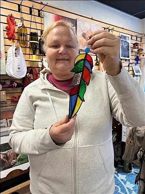 Beginner Stained Glass for adults 18 and up. Feather Class