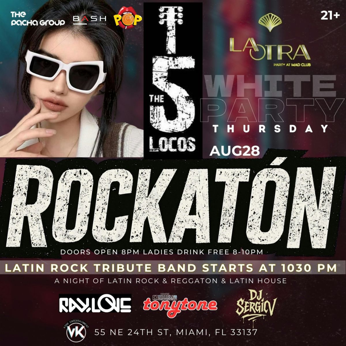 ROCKATON @ LA OTRA WYNWOOD  "LIVE LATIN ROCK TRIBUTE BY LOS 5 LOCOS" AUG 28