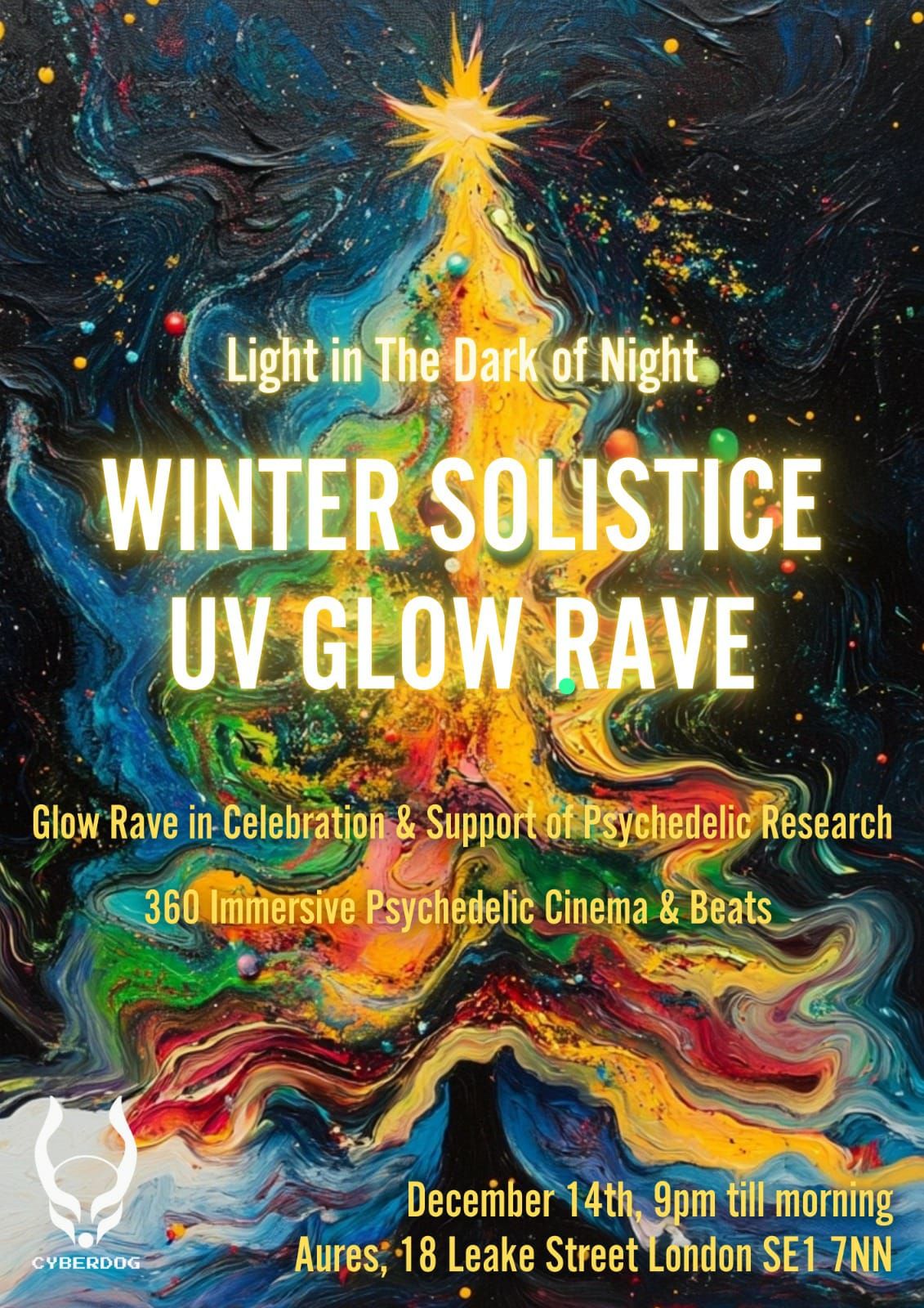 LIGHT IN THE DARK OF NIGHT UV GLOW RAVE TO CELEBRATE AND SUPPORT PSYCHEDELIC RESEARCH