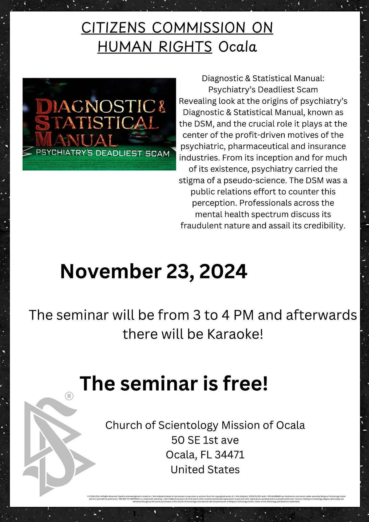 Diagnostic & Statistical Manual: Psychiatry\u2019s Deadliest Scam Seminar