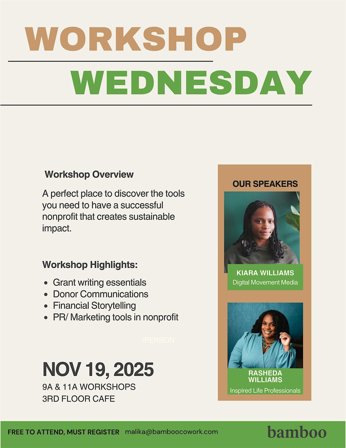 Nonprofit November series-Morning Wednesday Workshop