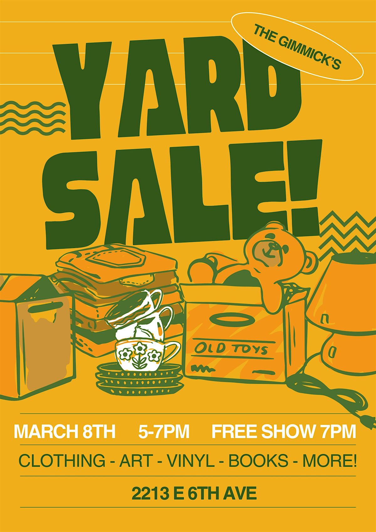 YARD SALE + FREEEEE COMEDY SHOW @ THE GIMMICK! YBOR!