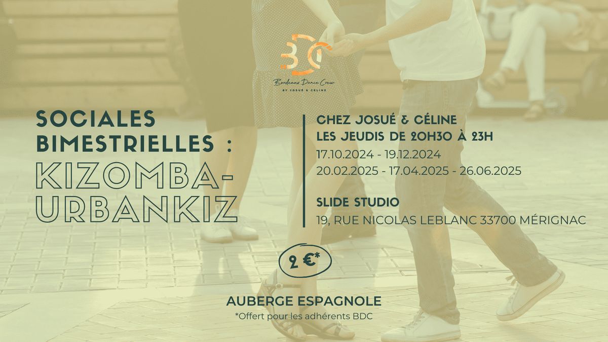 Soir\u00e9es Sociales Bimestrielles Kizomba-Urbankiz avec Josu\u00e9 & C\u00e9line