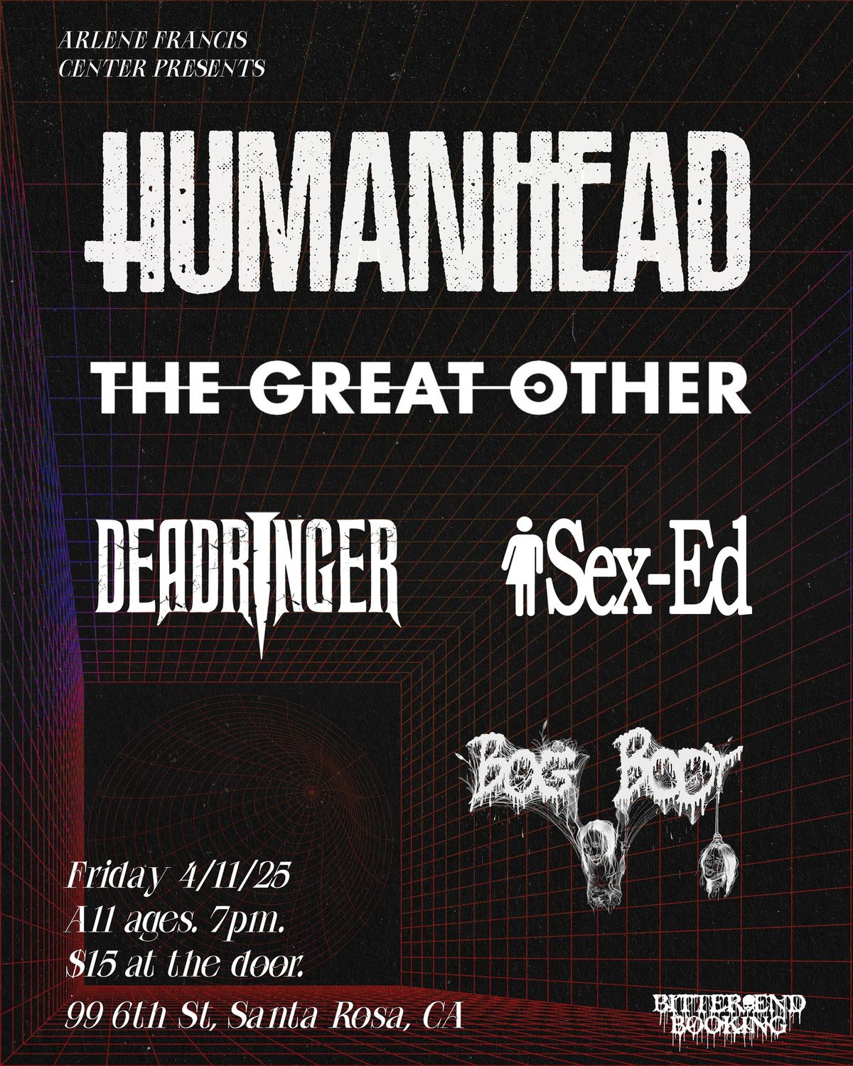 Humanhead \/ The Great Other \/ Deadringer \/ Sex-Ed \/ Bog Body at Arlene Francis Center