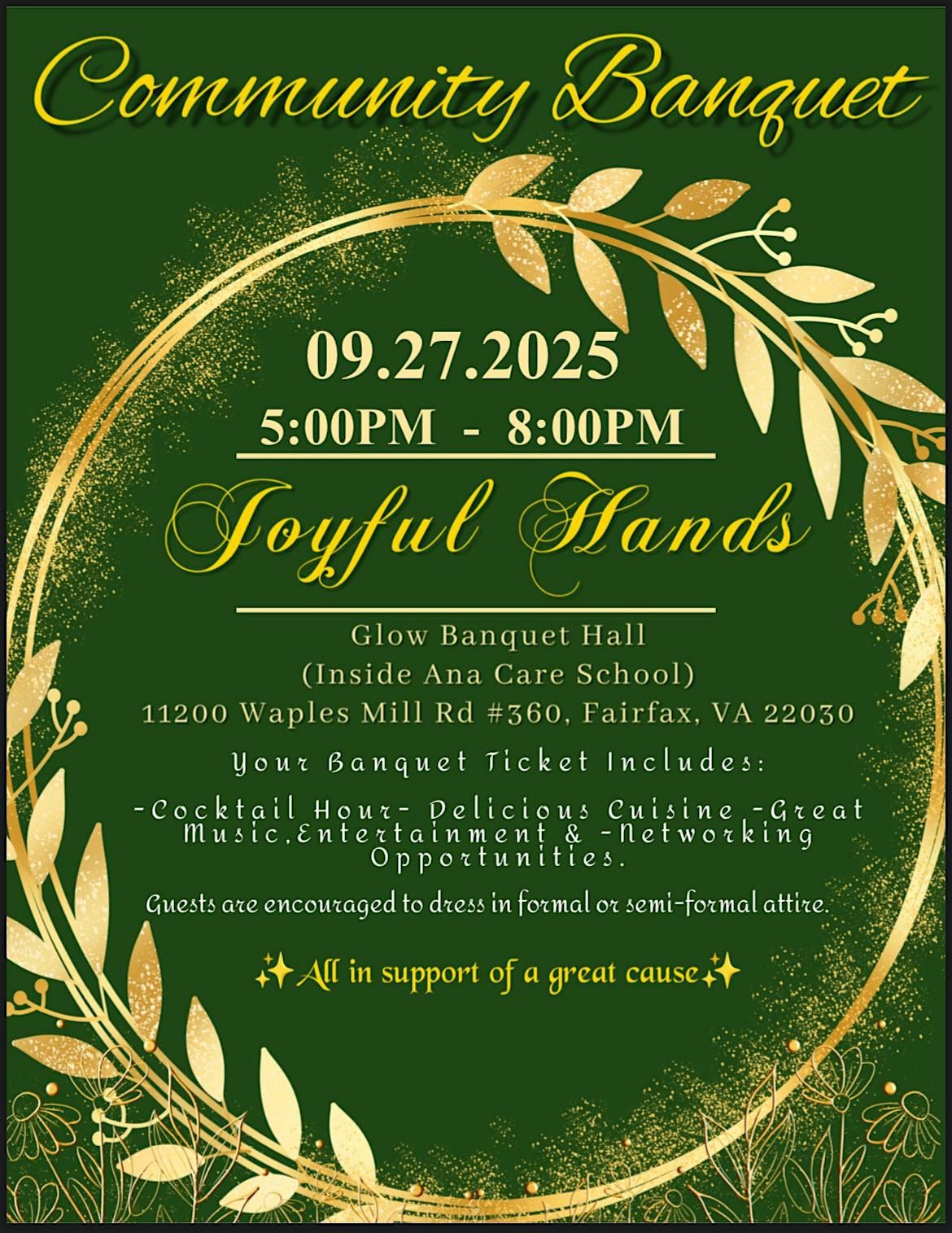 Joyful Hands Annual Community Banquet  (Formal Attire Required)