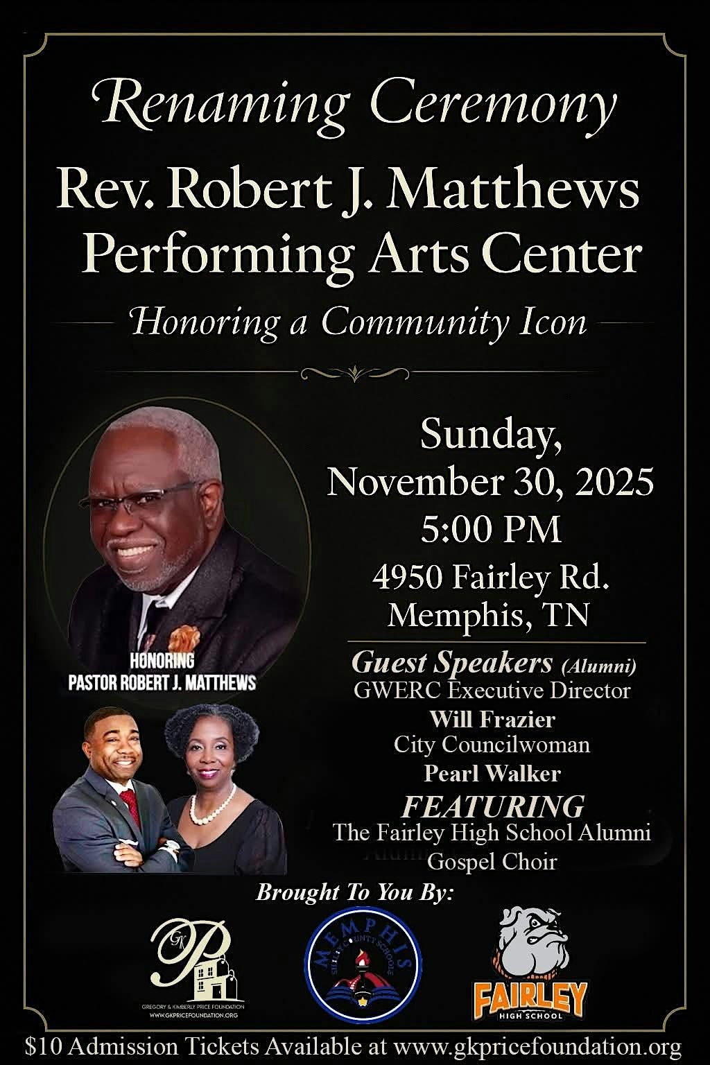 Naming the Pastor Robert J. Matthews Performing Arts Center