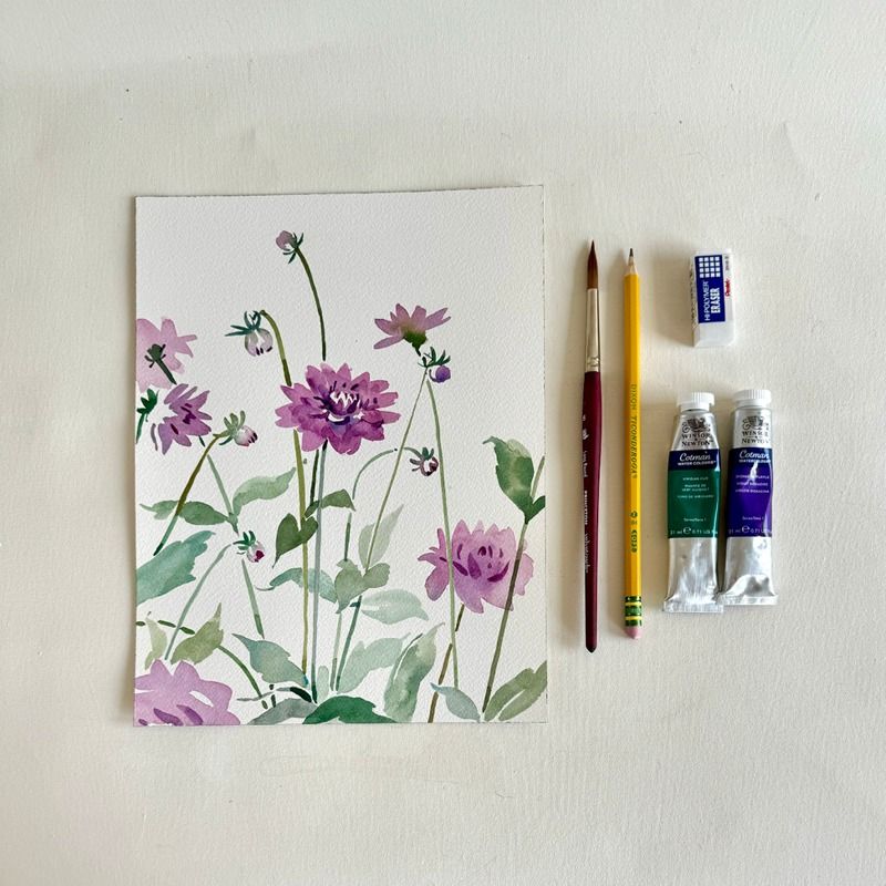 Watercolor Dahlias