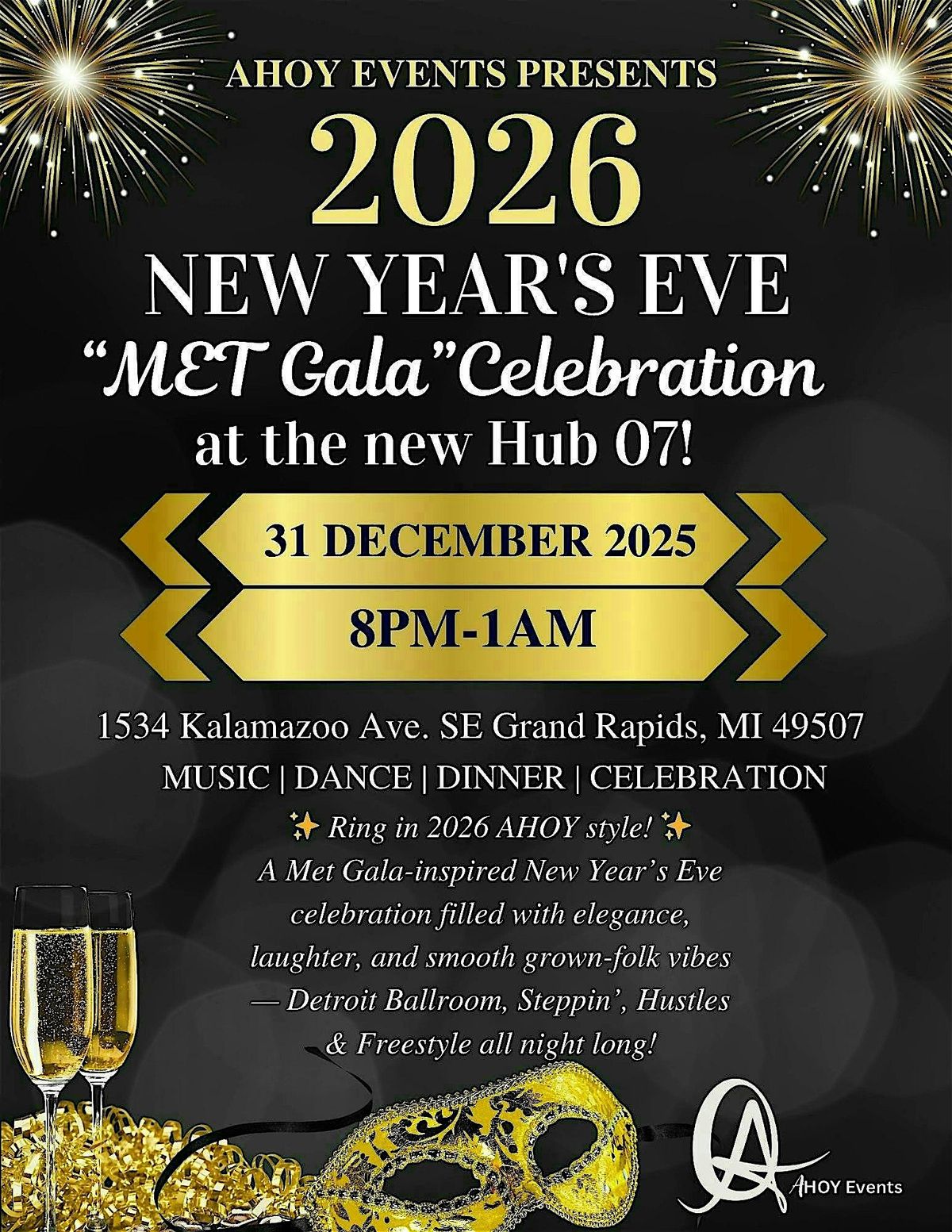 AHOY Events Presents: New Year\u2019s Eve \u201cMet  Gala\u201d Celebration