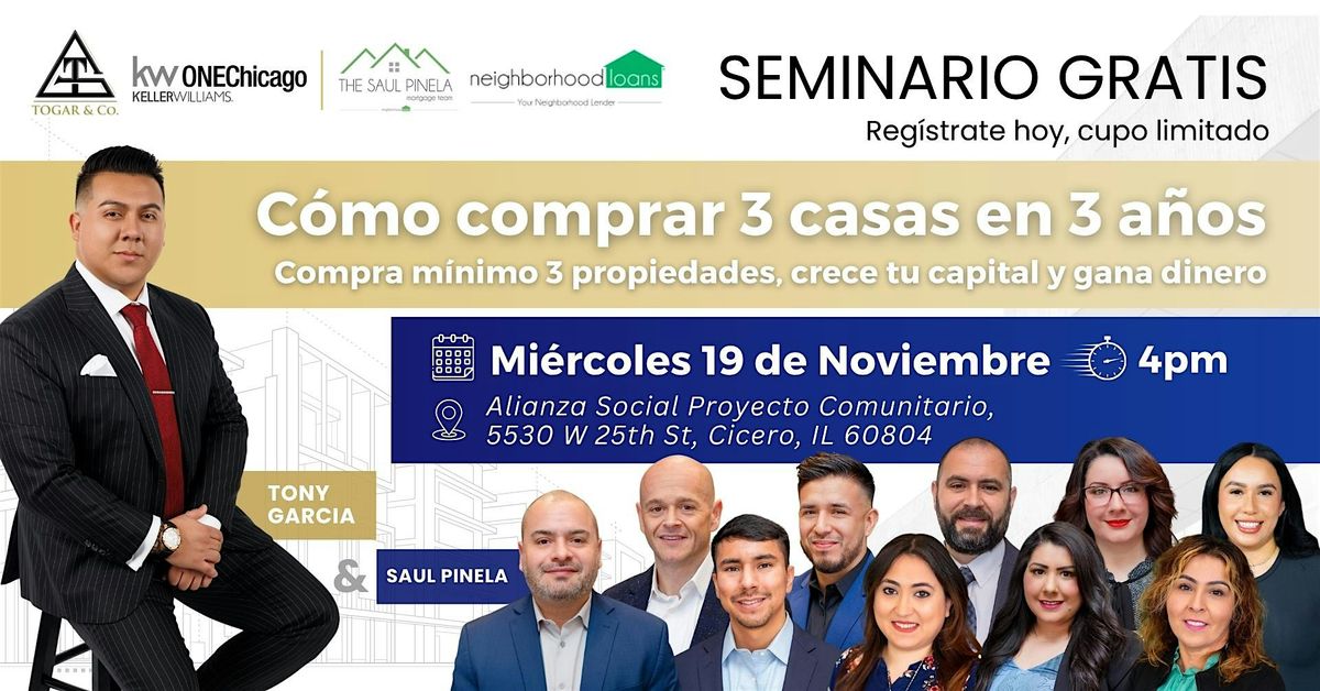 3 Casas en 3 A\u00f1os: Seminario de Inversi\u00f3n en Bienes Ra\u00edces