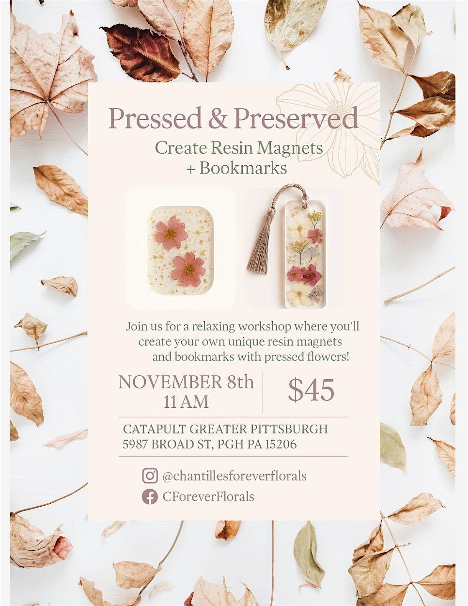 Pressed & Preserved: Create Resin Magnets + Bookmarks