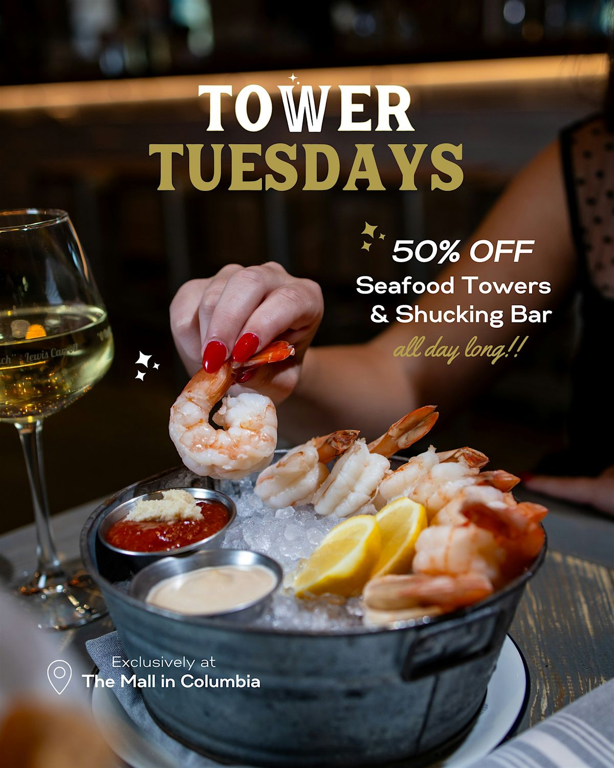 50% off SEAFOOD Towers & SHUCKING Bar EVERY TUESDAY @ WALRUS (COLUMBIA, MD)