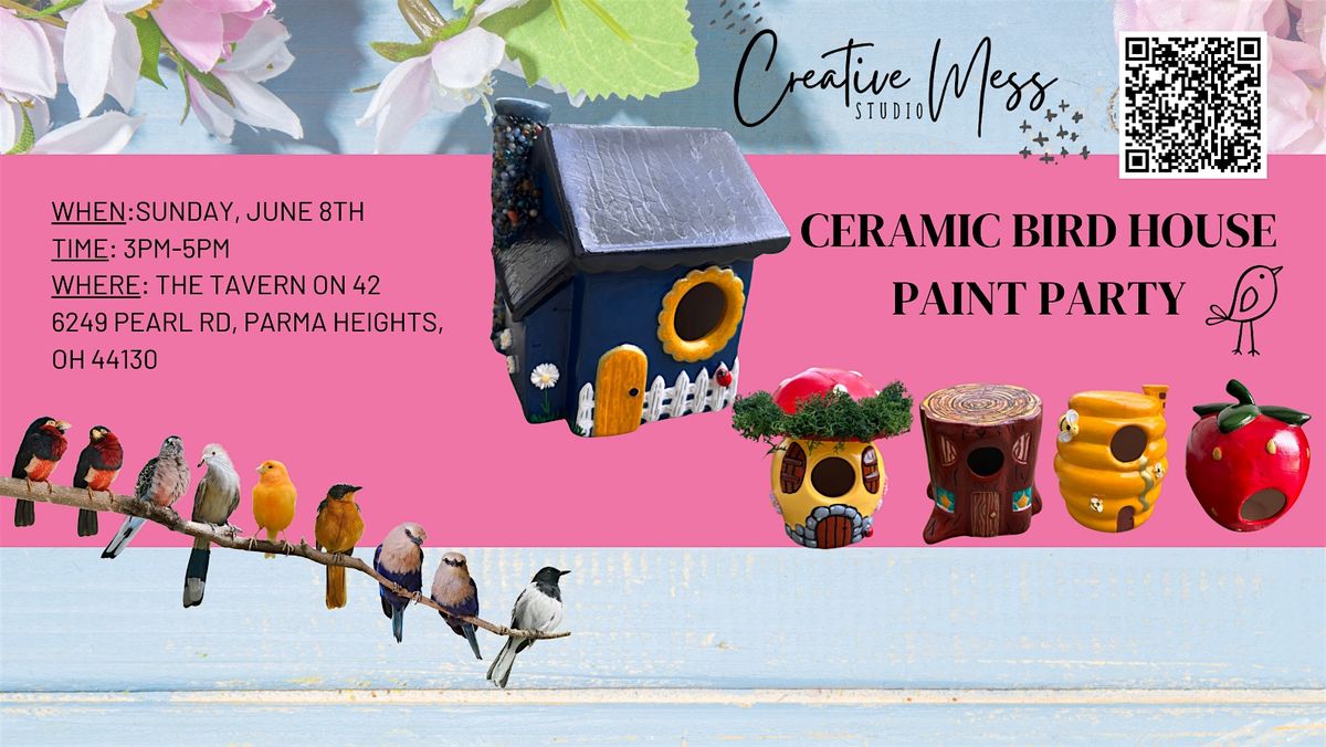 Ceramic bird house paint party | The Tavern on 42