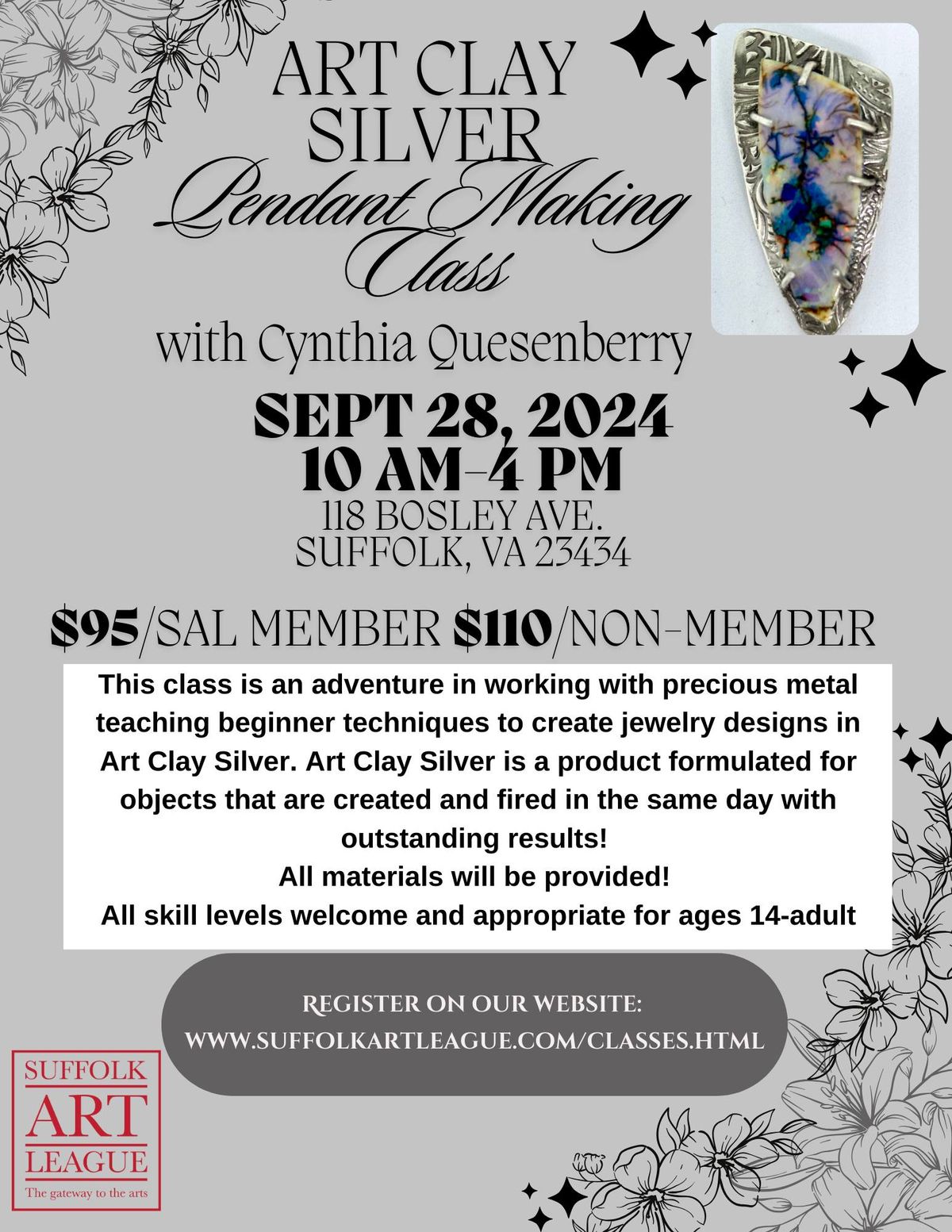 Art Clay Silver Pendant Making Class with Cynthia Quesenberry