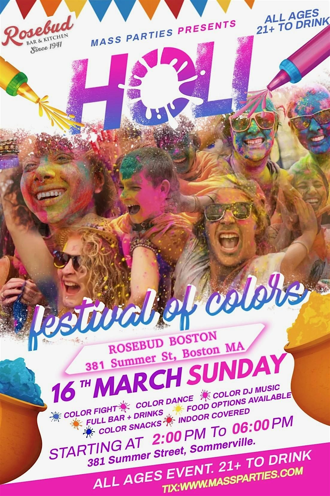 Festival of Colors Boston - All Ages Event \/ Day Party\/ Dj \/ Music\/ Dancing