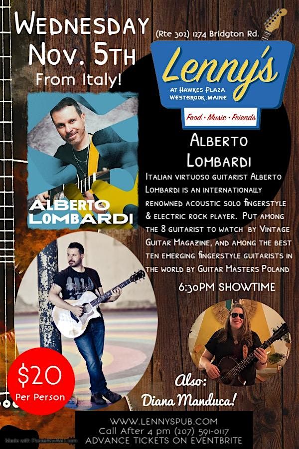 Alberto Lombardi Live at Lennys Pub with Diana Manduca opening