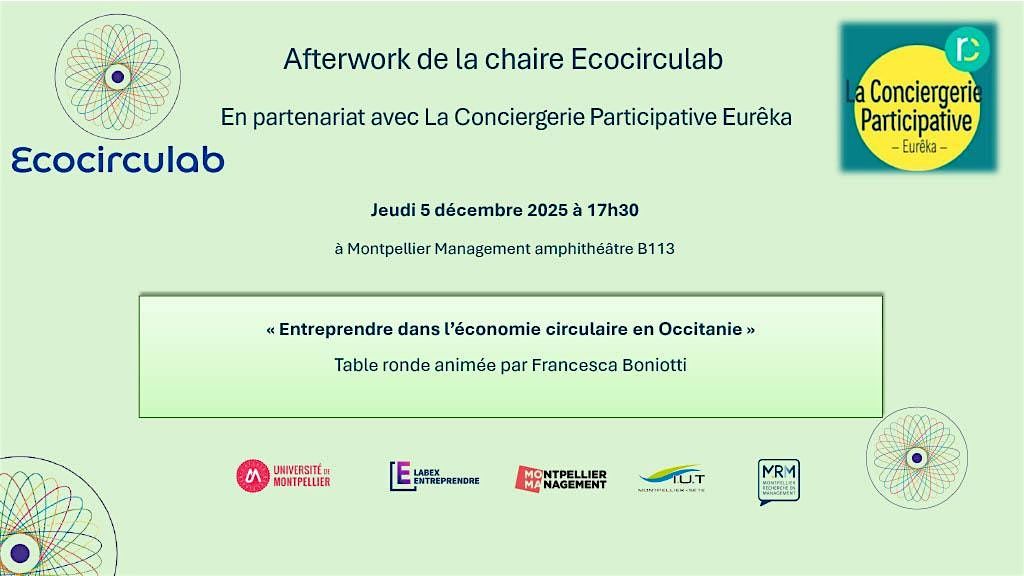 Afterwork Chaire Ecocirculab et La Conciergerie Participative Eur\u00eaka