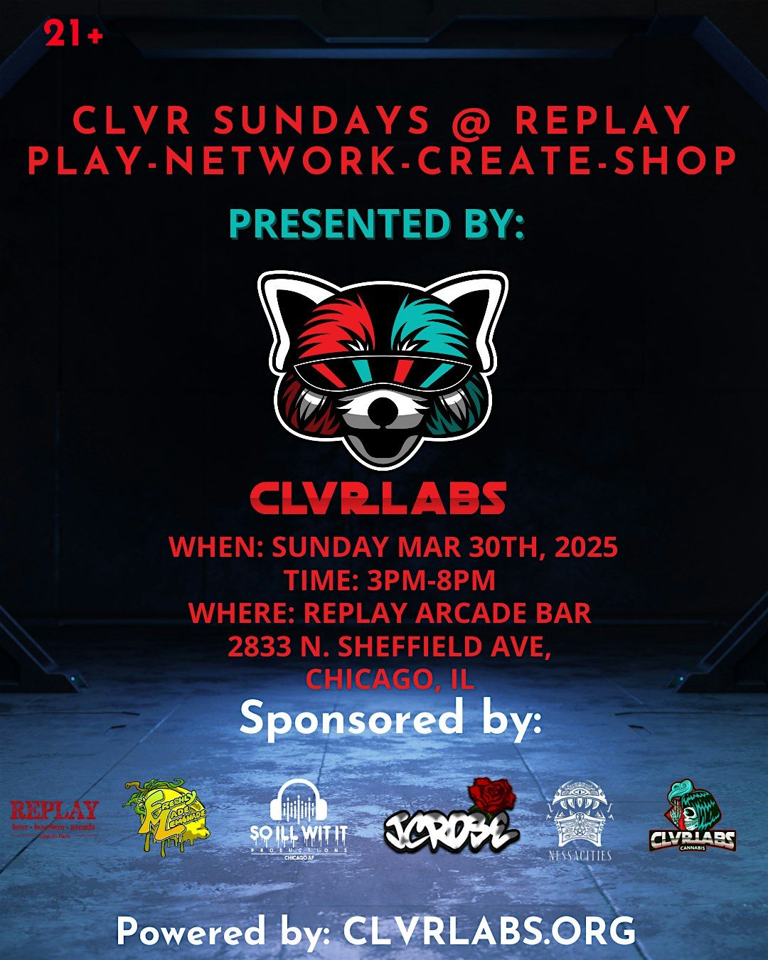 CLVR Sundays @ Replay Arcade Bar Play-Network-Create-Shop