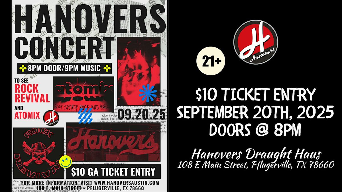 From Classics to Chaos with Rock Revival + Atomix @ Hanovers Pflugerville