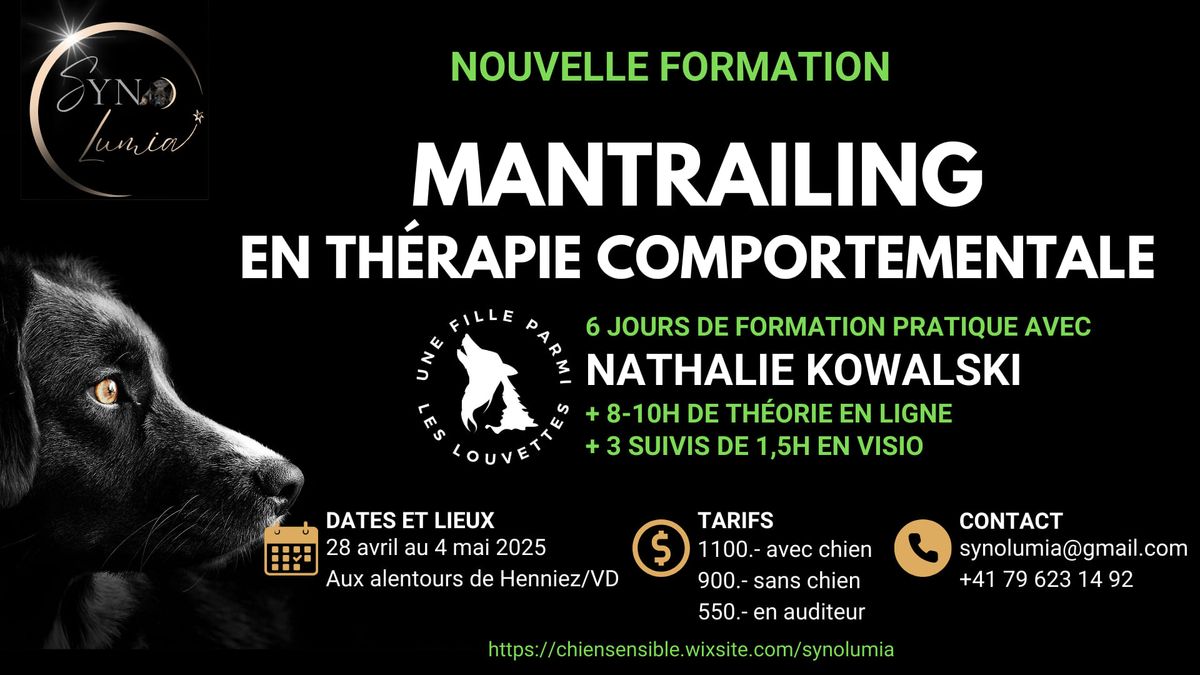 Mantrailing en th\u00e9rapie comportementale, avec Nathalie Kowalski (Une fille parmi les Louvettes)