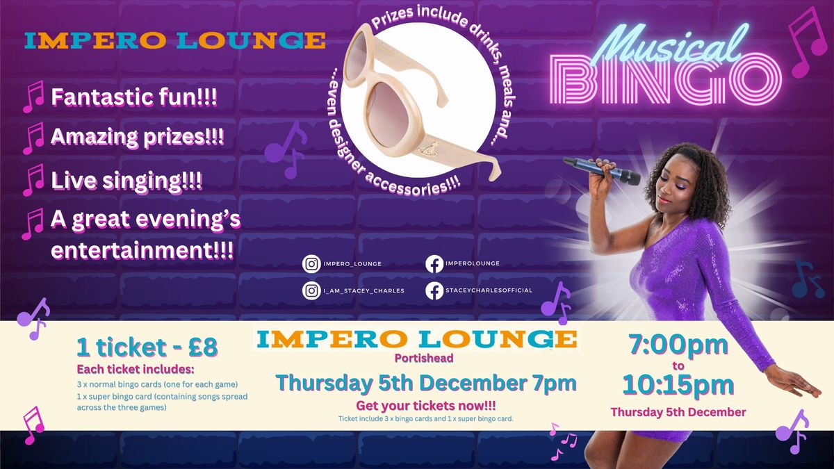 Musical Bingo live at Impero Lounge (Portishead, Bristol) - Thursday 5th December - 7pm