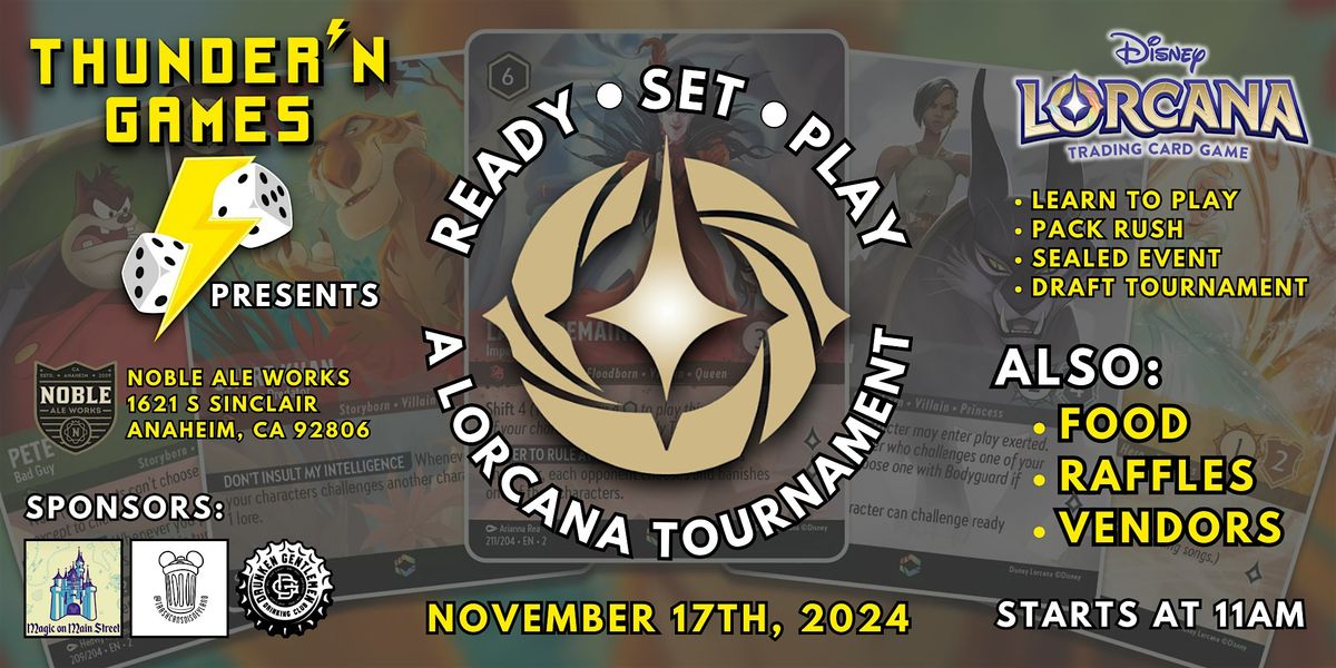 Thunder'N Games Presents: "Ready, Set, Play!" Lorcana Tournament