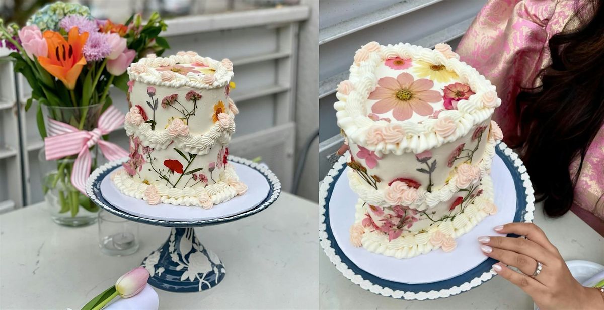 Pressed Florals Heart Cake Decorating and Mimosas in Austin