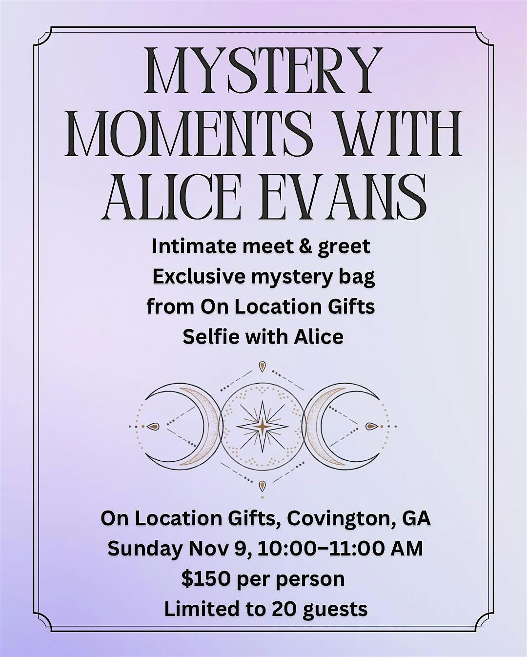 Alice Evans Sunday 10 AM Meet and Greet