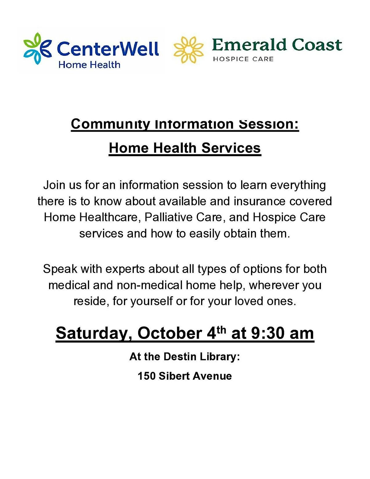 Home Healthcare Services Information Session