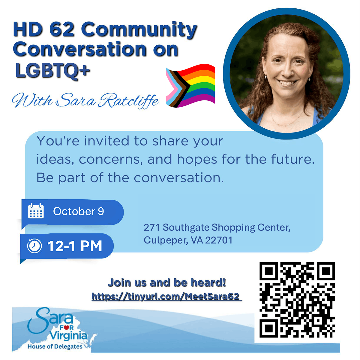 HD62 Community Conversation on LGBTQ+ with Sara Ratcliffe for Virginia