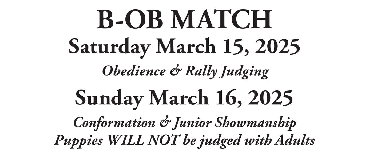 B-OB Match Obedience\/ Rally \/Conformation