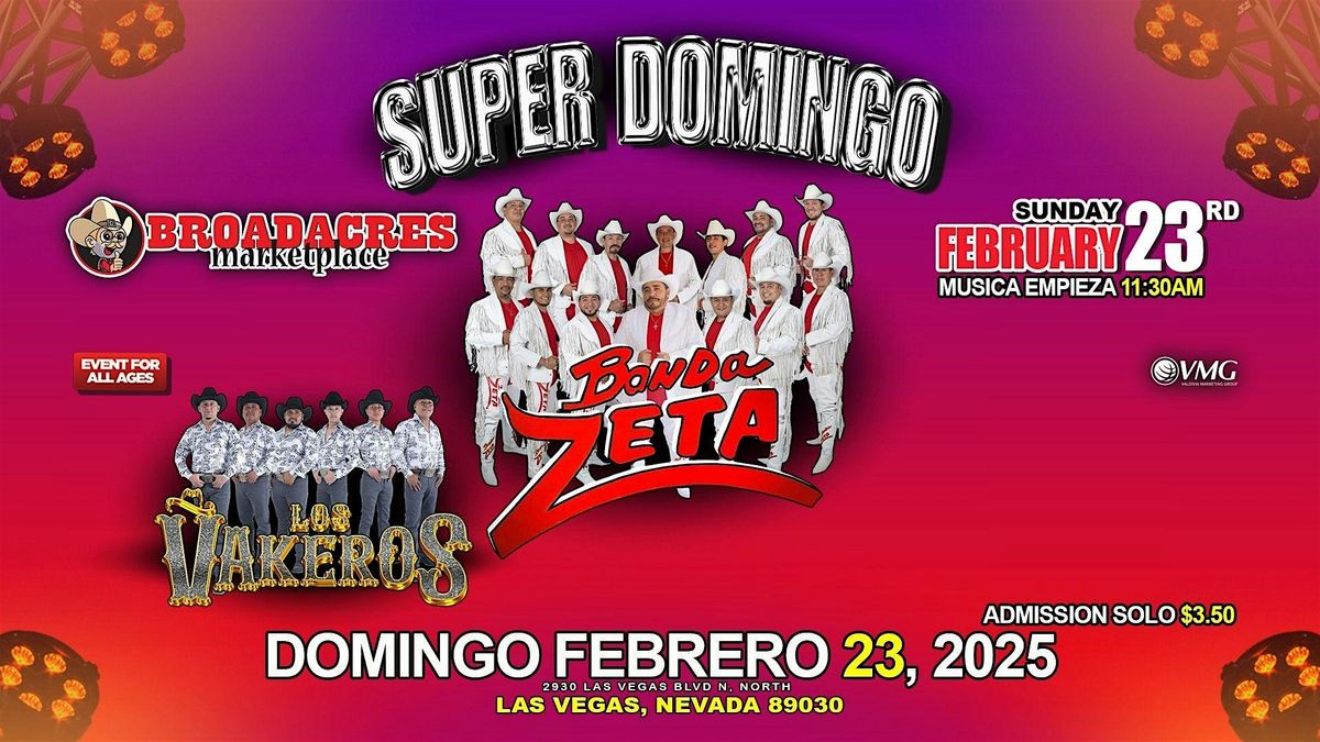 SUPER DOMINGO con BANDA ZETA y VAKEROS - Admision SOLO $3.50 en la puerta.