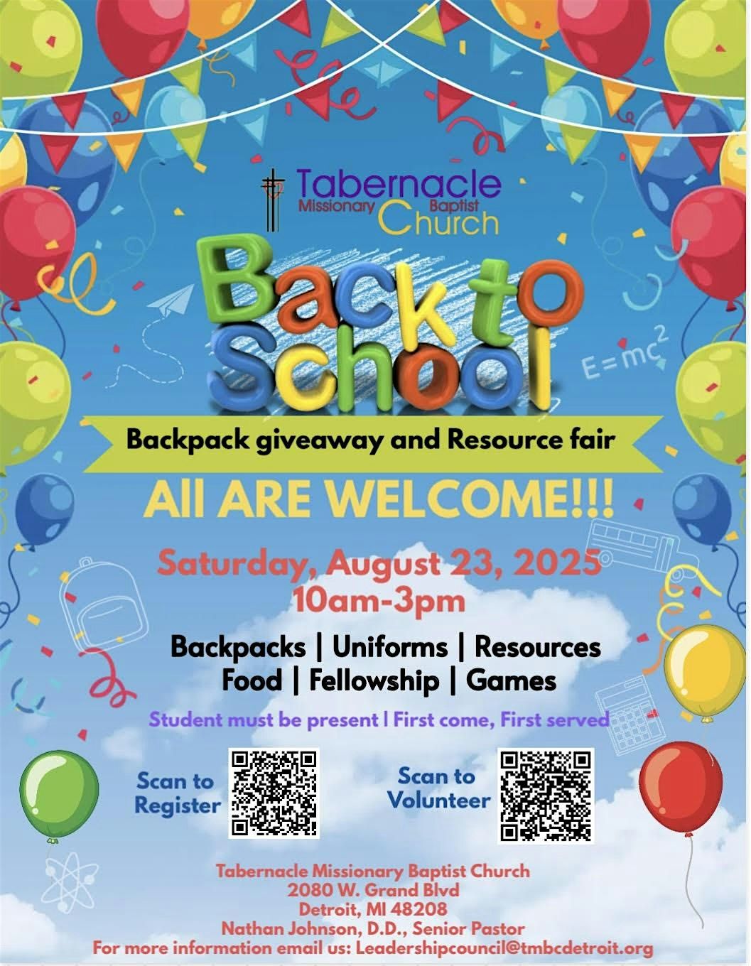 TMBC Backpack giveaway and Resource Fair