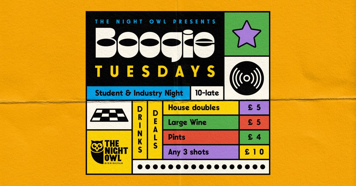 Boogie Tuesdays at The Night Owl (NEW Student & Industry Night)