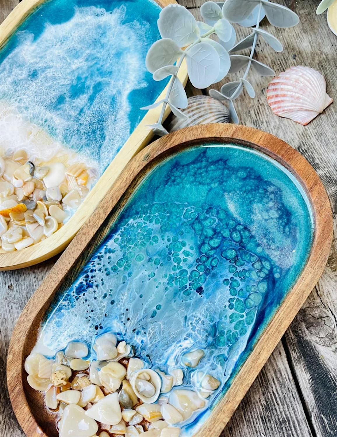 Ocean Resin Wood Trays - Event for Sapphic St. Pete