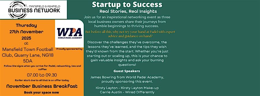 November Business Breakfast - Start up to Success!