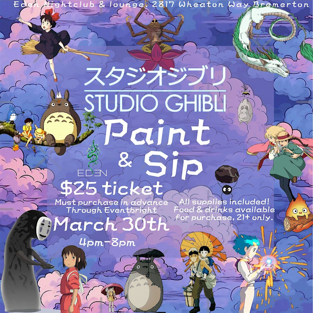 Studio Ghibli Paint & Sip under blacklights