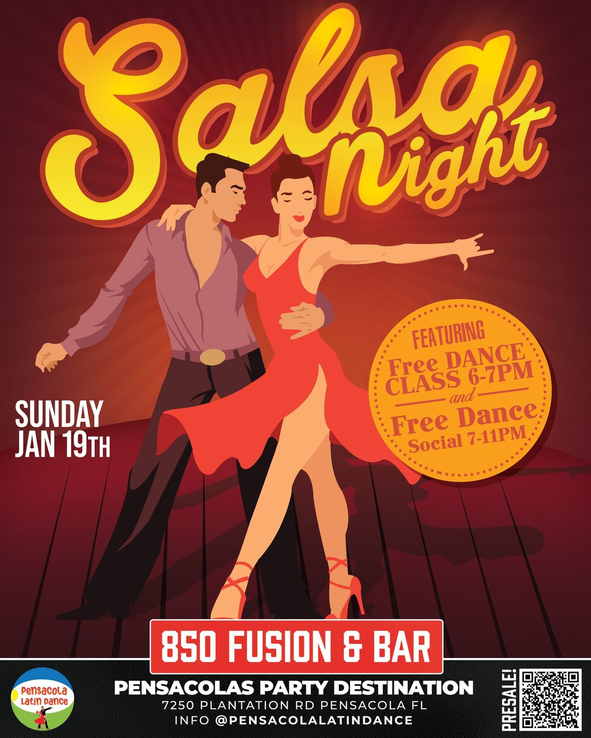 Pensacola Latin Dance Night (Salsa, Bachata & Kizomba) at 850 Fusion & Bar