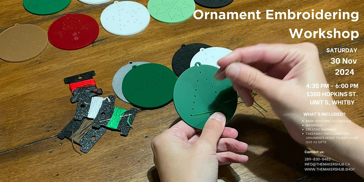 Ornament Embroidering Workshop - Saturday Nov 30