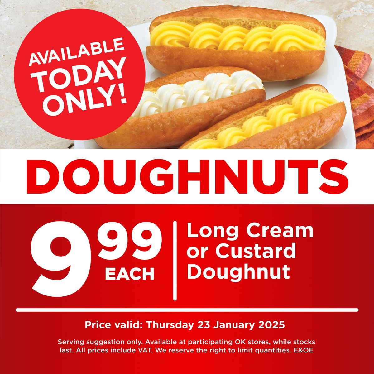 ONE DAY ONLY- Doughnut Day Thursday, 23 January 2025.