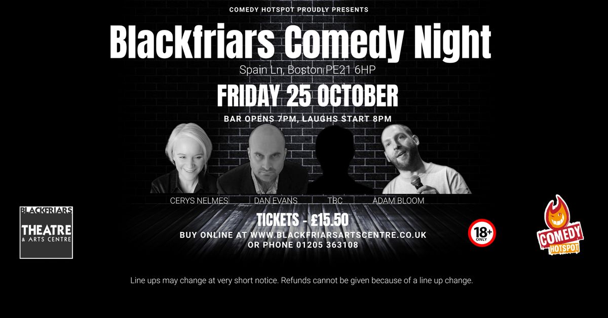 BLACKFRIARS COMEDY NIGHT - OCTOBER 2024