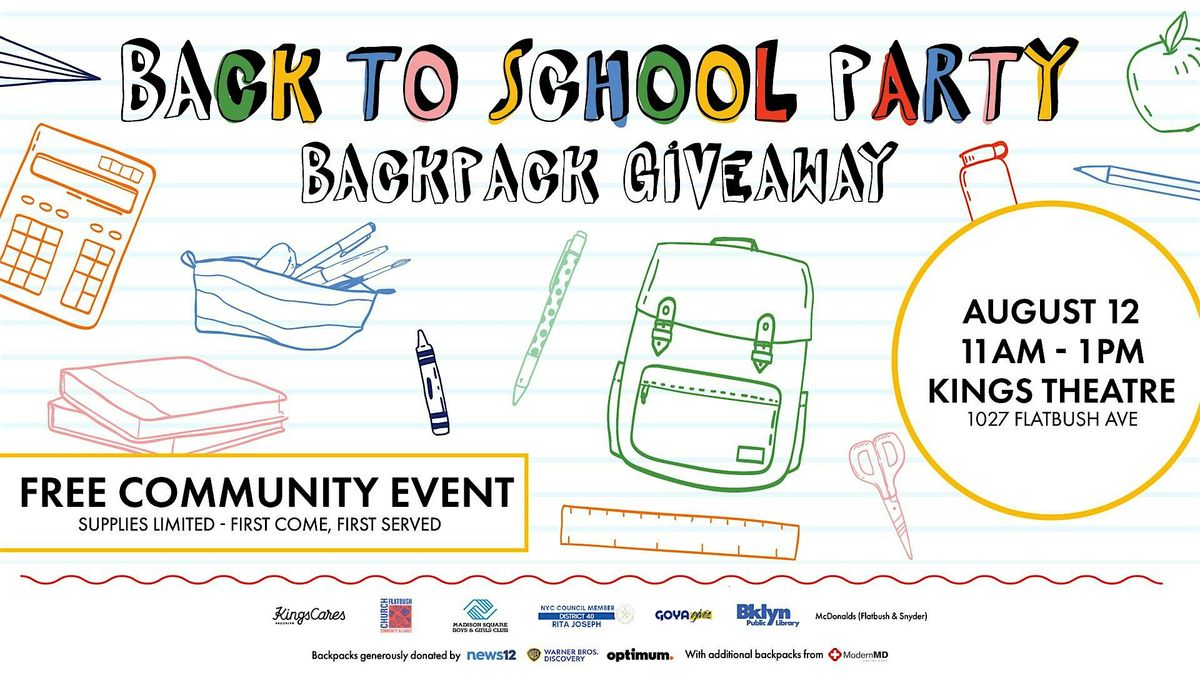 Back to School Party & Backpack Giveaway