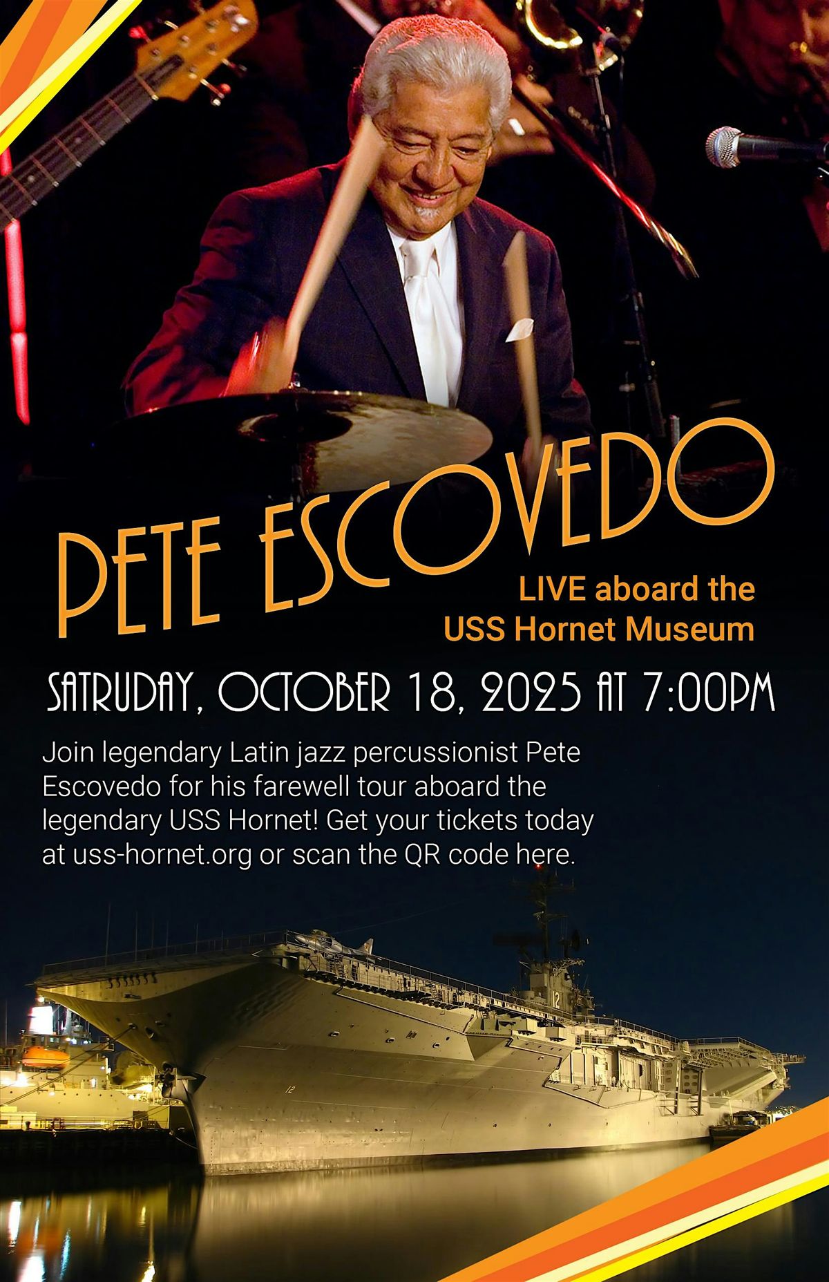Pete Escovedo live at USS Hornet