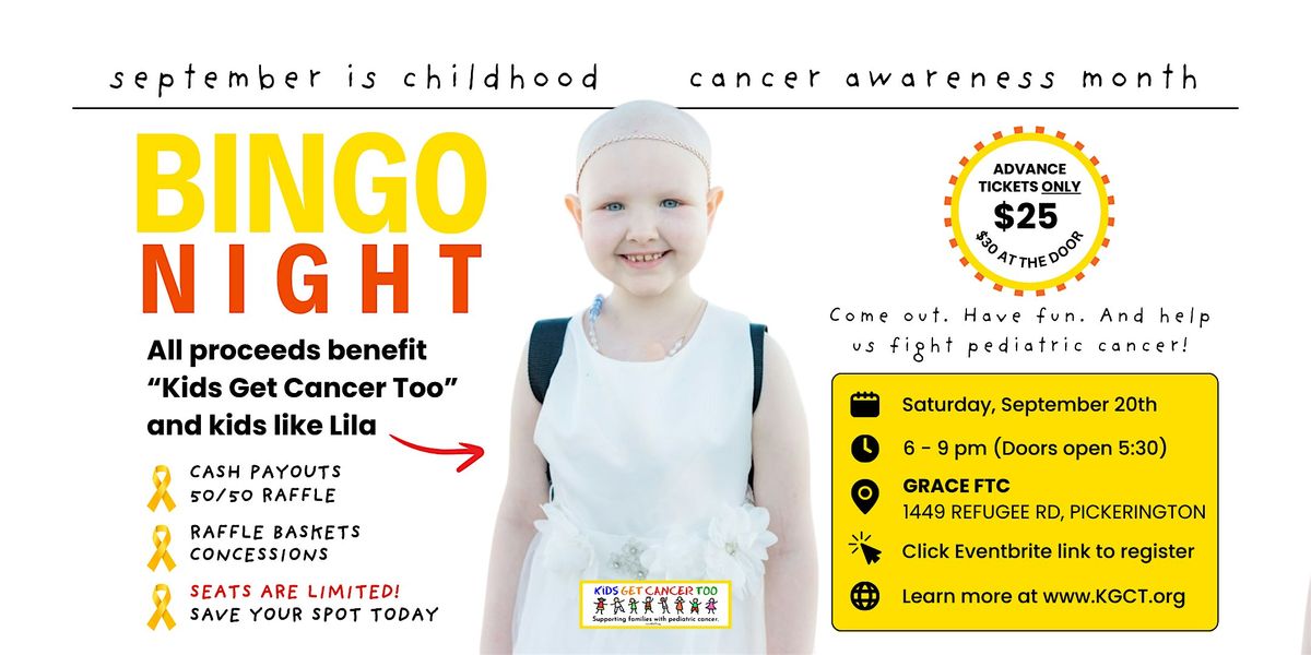 Childhood Cancer Awareness BINGO NIGHT with Kids Get Cancer Too!