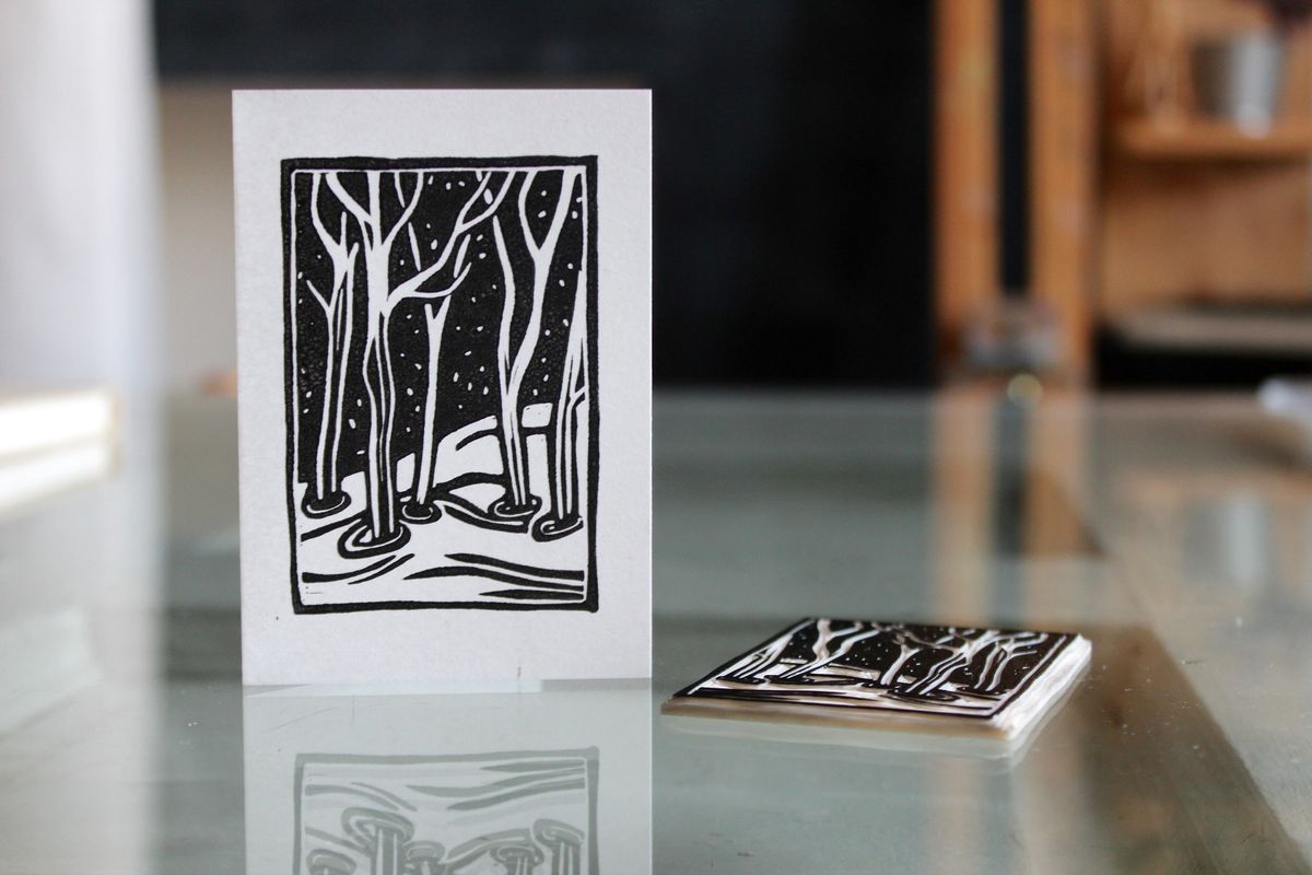 Lino Print your own Christmas Cards