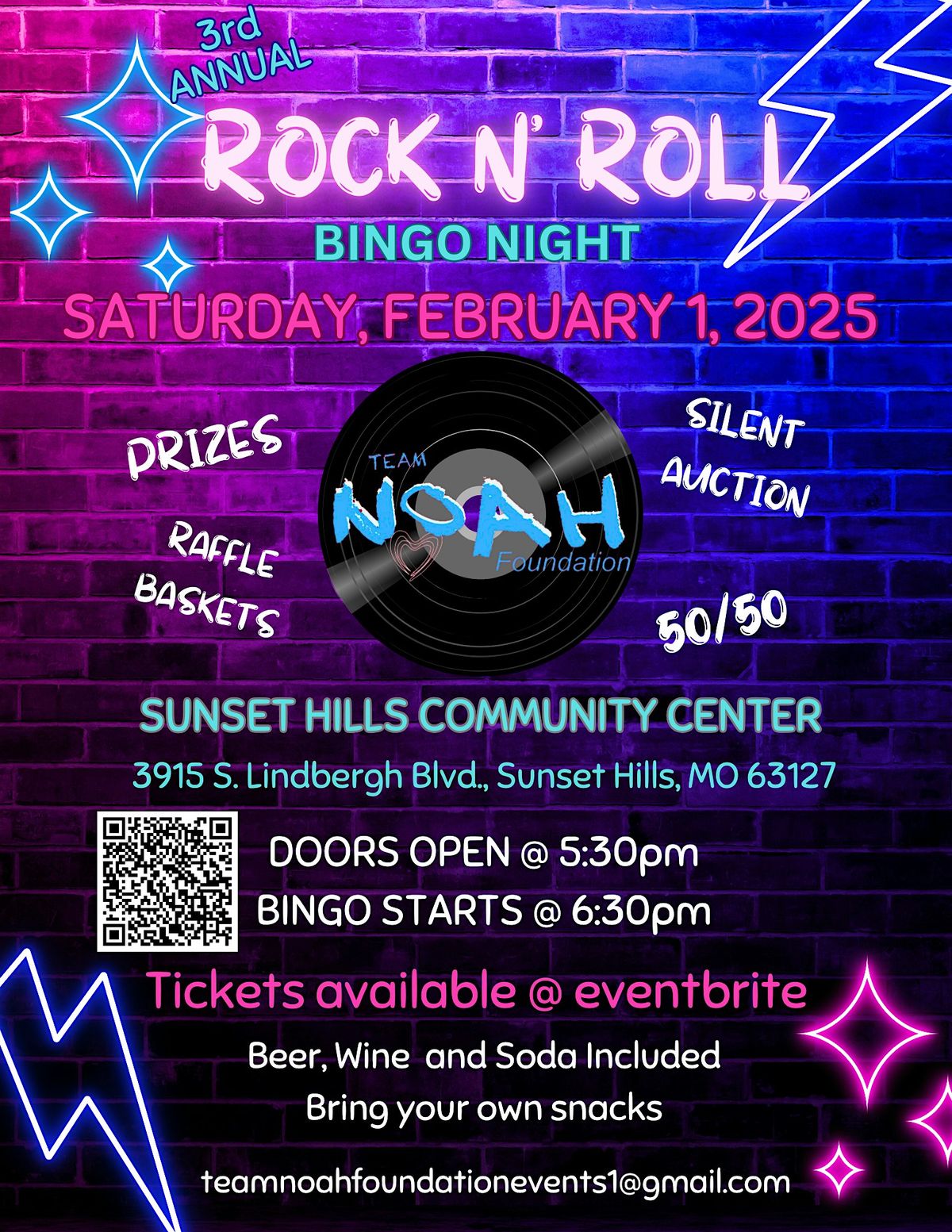 TEAM NOAH FOUNDATION 3RD ANNUAL ROCK N' ROLL BINGO 2025