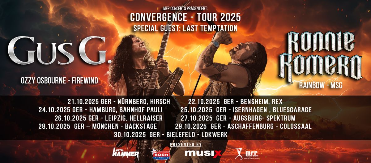 RONNIE ROMERO & GusG. - Convergence Tour 2025 - Special guest: Last Temptation | Hellraiser Leipzig