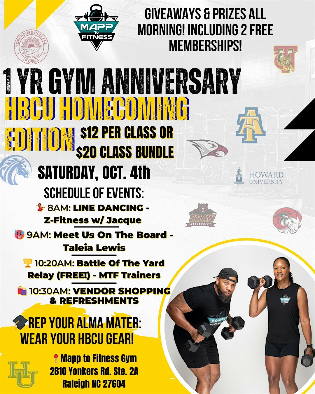 Mapp to Fitness Gym 1 Yr. Anniversary: HBCU Homecoming Edition