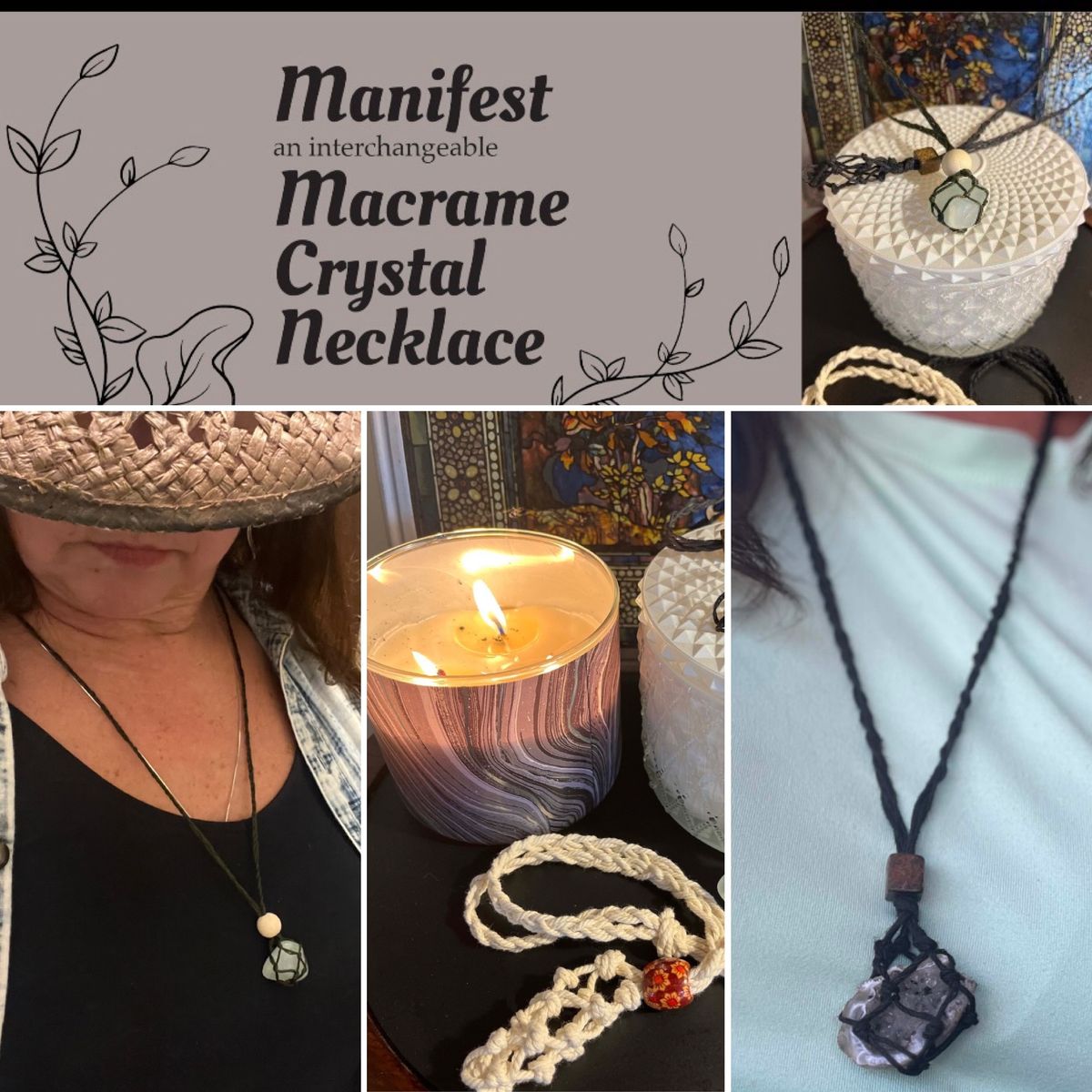 Manifest interchangeable Macrame Necklace with Julie