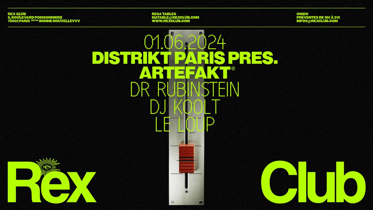 Distrikt Paris presents Artefakt: Dr. Rubinstein, Dj Koolt, Le Loup